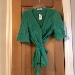 NWT, Loft green wrap top, size L